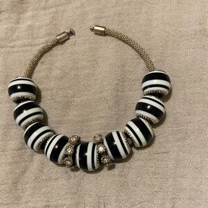 9 Brighton Black and White Striped beads with 2 spacers